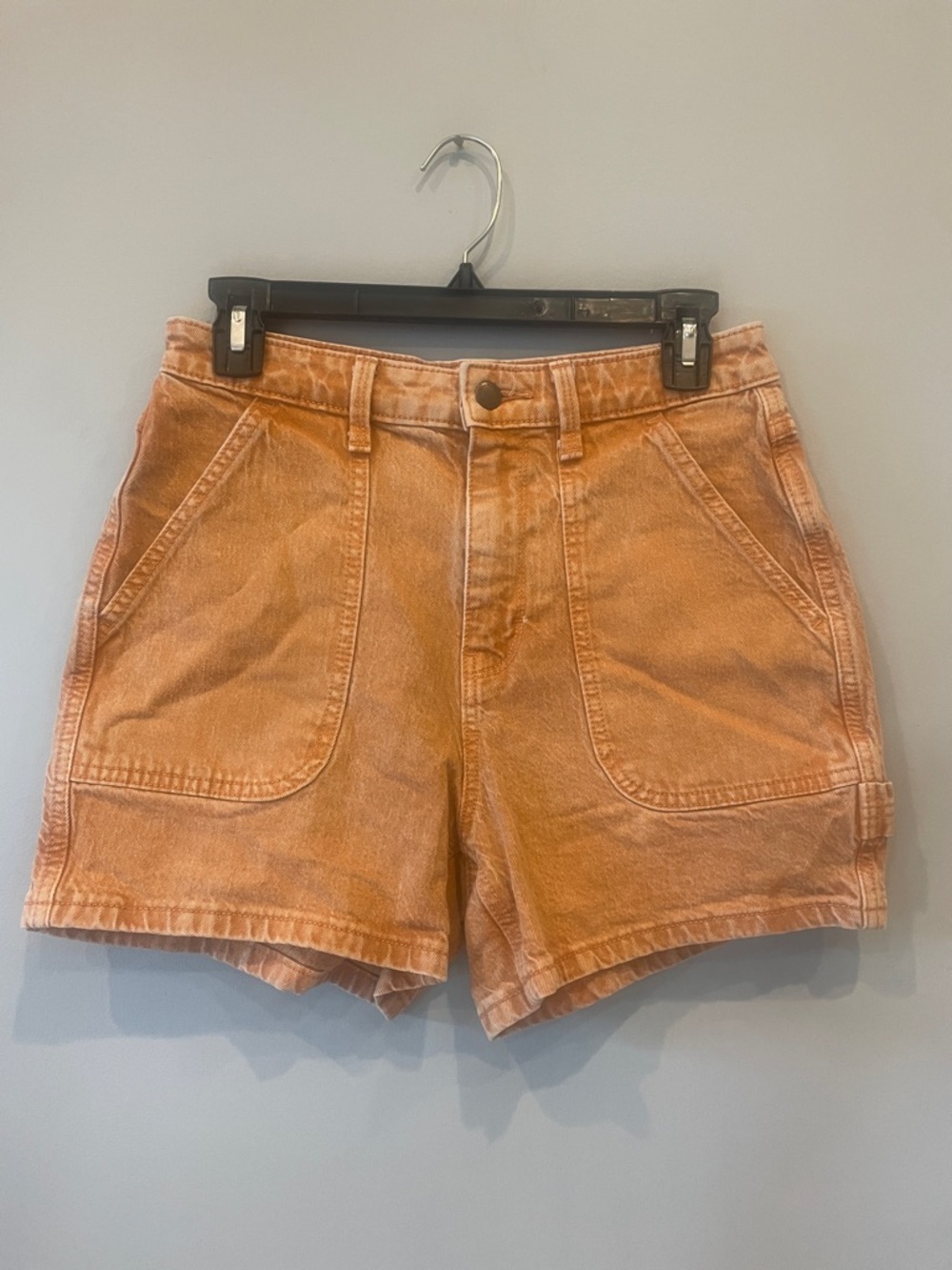 Women's High-Rise denim Shorts in Washed Orange-Rusty